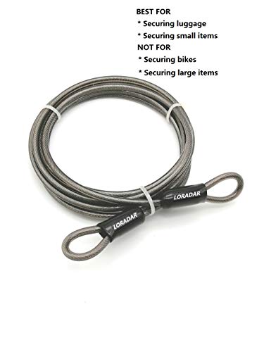 4mm Thick（5/32"） 7FT,15FT,30FT Braided Steel Coated Thin Security Cable Anti-Lost Steel Cable Luggage Lock Safety Cable Wire Double Loop (30FT) - size: 30FT