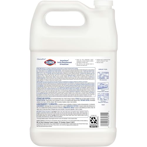 CloroxPro Anywhere Daily Disinfectant Food Sanitizer Refill, 128 fl. oz. | No-Rinse Contact Sanitizer, Food-Safe, Kills 99.9 Percent of Germs, Restaurant-Grade, Kitchen Sanitizing Spray, Refill