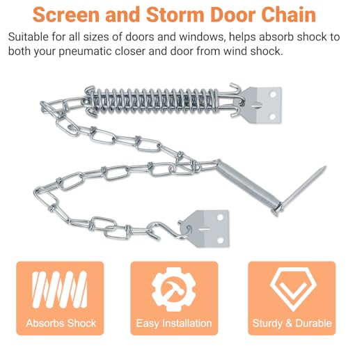 Storm Door Closer, 2PCS Heavy Duty Screen Door Closers with Protector Chains Spring, Storm Door Bracket Kit Compatible with Andersen/Emco/Larson/40201 (Closer and Chain, 2 Packs(Black)) - size: 2 Packs(Black)