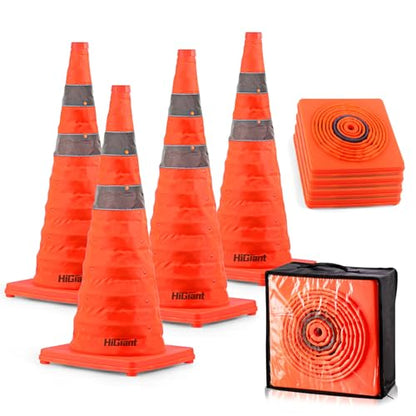 HiGiant 4 Pack 28" Collapsible Traffic Safety Cones, Orange Cones - size: 28inch