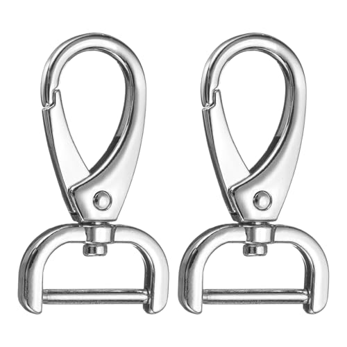 HARFINGTON 2Pcs Detachable Snap Hook Swivel Clasp 3/4" D Ring with Swivel Lobster Claw Clasps Hook for Purse Strap Keychain Bag DIY Craft, Silver - color: Silver, size: 3/4"