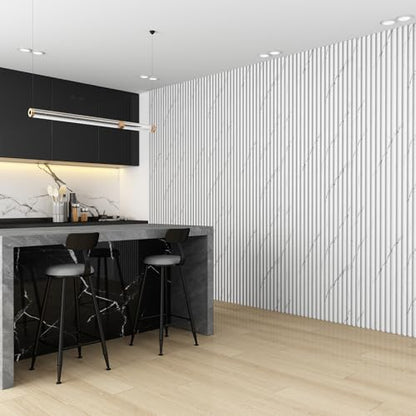 Slat Wall Panel 8-Pack, 118’’x6.1’’, Marble White - size: 118’’x6.1’’-Marble White