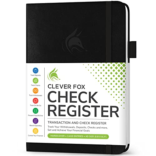 Clever Fox Check Register Book, Checkbook Ledger, 5.8x8.3 Black - color: Black, size: A5 (5.8'' x 8.3'')