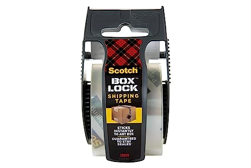 Scotch Box Lock Packaging Tape, 1 Roll with Dispenser, 1.88 in x 800 in, Extreme Grip, Sticks Instantly to Any Box (195) (Pack of 2) - size: 1 Roll (Pack of 2)