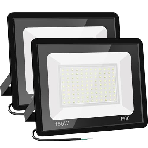 150W LED Flood Light, 5000K Outdoor Floodlight, IP66 Waterproof 2 Pack - size: 150 W-2 pack