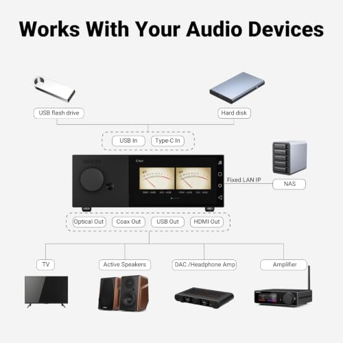 DM100 Music Streamer Android 14 System 5.5" LCD Touchscreen, 8+64GB