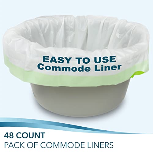 TidyCare Bedside Commode Liners for Portable Toilet Chair Bucket and Bedpan | Value Pack of 48 Disposable Waste Bags for Adults in Medical Care | Universal Fit Portable Toilet Liners - size: 1 Count (Pack of 48)