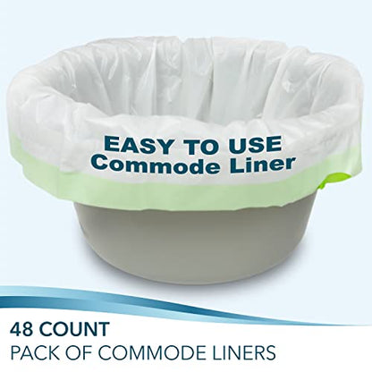 TidyCare Bedside Commode Liners for Portable Toilet Chair Bucket and Bedpan | Value Pack of 48 Disposable Waste Bags for Adults in Medical Care | Universal Fit Portable Toilet Liners - size: 1 Count (Pack of 48)