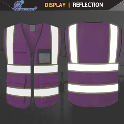 Purple Reflective Safety Vest for Men Women,EKH1,Purple,M - color: Purple, size: Medium