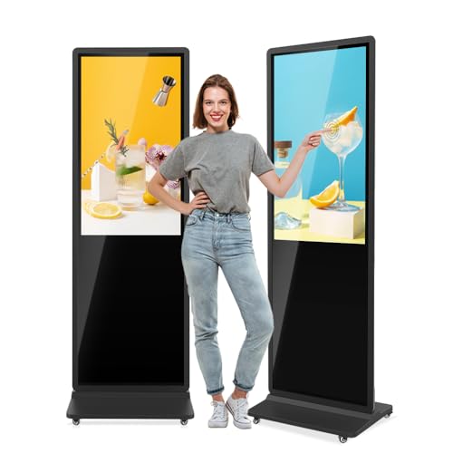 MWE 43 Inch Indoor Digital Signage Touchscreen Kiosk Floor Standing Advertising Display LCD Totem Interactive Display Poster Android System with Auto Media Player - color: Black, size: 43 inch, style: Touch-Screen
