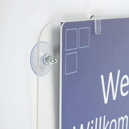 M&T Displays Premium 11x17 Acrylic Window Sign Holder | Double Sided Clear Portrait Display Frame with 4 Suction Cups | Anti-Glare for Storefronts, Doors, Glass - Easy Poster & Menu Change - size: 11x17 Portrait