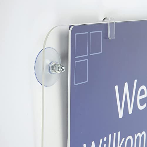 M&T Displays Premium 8.5x11 Acrylic Window Sign Holder | Double Sided Clear Portrait Display Frame with 4 Suction Cups | Anti-Glare for Storefronts, Doors, Glass - Easy Poster & Menu Change - size: 8.5x11 Portrait