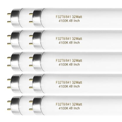 Konideke F32T8/841 32W 48 Inch T8 Fluorescent Tube Light Bulb, T8 Fluorescent Bulbs 4 Foot, 4ft Light Bulb, 4100K Cool White, 2850 Lumens, G13 Medium Bi-Pin Base,10 Pack