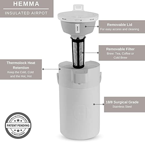 Airpot Coffee Dispenser with Pump, 85 OZ Stainless Steel Coffee Carafe - color: White