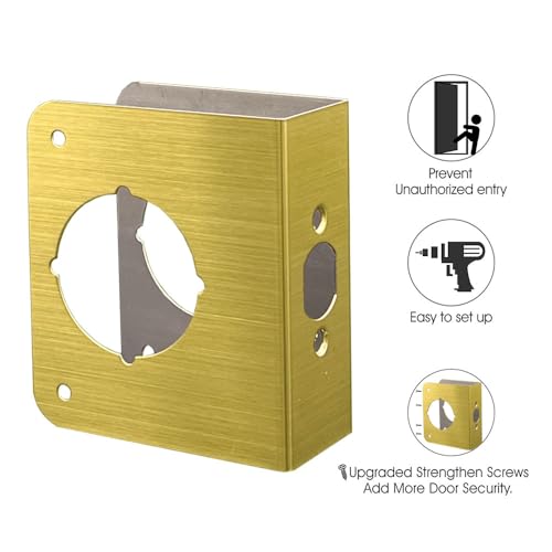 Door Guard Reinforcer Fit Door 1-3/4-Inch Thick, 2-3/8-Inch Backset and 2-1/8-Inch Bore for Replacement or Repair in Satin Brass Finish - color: K9005 Satin Brass