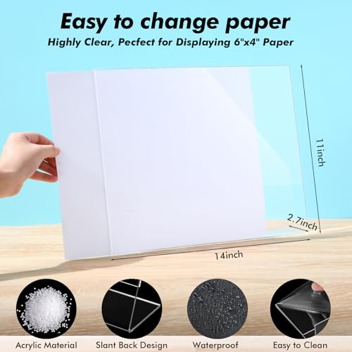 12 Pcs Acrylic Sign Holder Horizontal 14 x 11 Inch, Standing Sign for Table