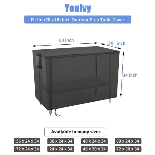 Outdoor Prep Table Cover for Metal BBQ Cart Table, 60x30x34 Inch - size: 60" x 30" x 34"