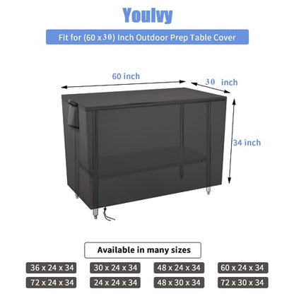 Outdoor Prep Table Cover for Metal BBQ Cart Table, 60x30x34 Inch - size: 60" x 30" x 34"