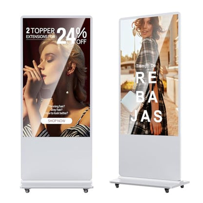 65'' Digital Signage Display Smart Android LCD Sign Kiosk Electronic Menu Board Advertising Display Screen Monitor HDMI WiFi USB 4K Media Video Player (Non Touch Screen,White) - color: White, size: 65-Inch, style: Non-touch Screen