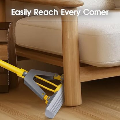 Masthome Sponge Mops for Floor Cleaning,Suitable for Tile Marble Laminate - color: Yellow-grey