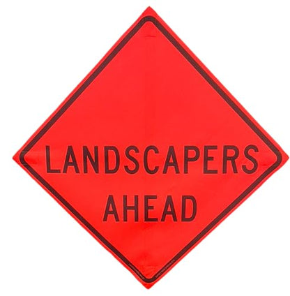 36"x36" Landscapers Ahead Orange Mesh Roll-Up Signs 4-Pack - color: Landscapers Ahead