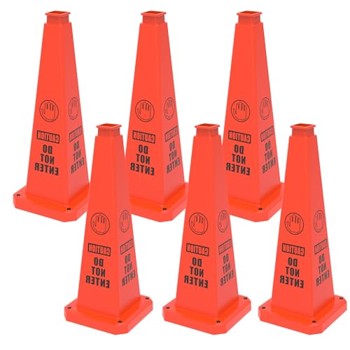 36" Orange "Do Not Enter" Safety Cones 6-Pack with Base - color: Orange, size: 36"