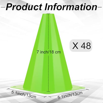 Leelosp 48 Pack Plastic Traffic Cones, Kids Sport - color: green, size: 7 Inch