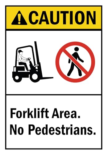 StickerJet OSHA Caution Sign Forklift Area, No Pedestrians Stickers – Self Adhesive Vinyl 5-Pack, Sign for Warehouse and Industrial Waterproof & UV Resistant (3.5" x 5") - color: Caution: Forklift Area, No Pedestrians, size: 3.5" x 5"