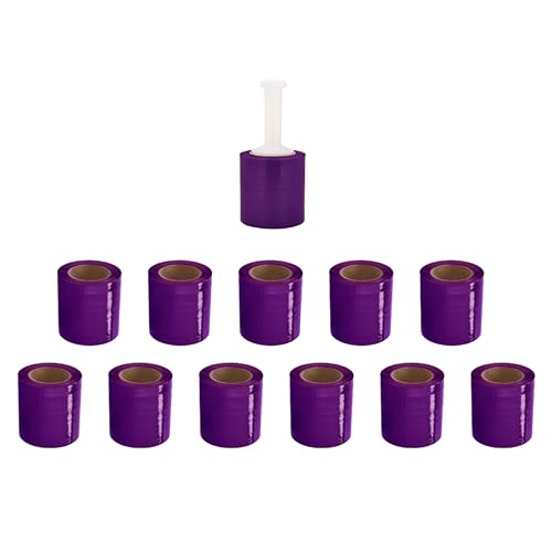 PSBM Dark Purple Mini Stretch Wrap with Plastic Handle 5" x 1000' 12 Rolls - color: Purple, size: 5 Inch