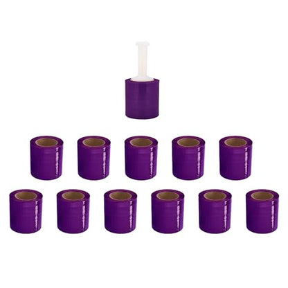 PSBM Dark Purple Mini Stretch Wrap with Plastic Handle 5" x 1000' 12 Rolls - color: Purple, size: 5 Inch