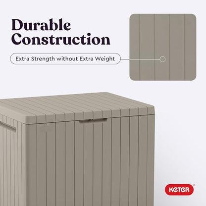 Keter City 30 Gal Outdoor Storage Box and Patio Side Table - color: Beige