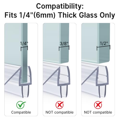 AmazerBath 3-Pack 15.75" Shower Door Bottom Seal Strip for 1/4"(6mm) Glass - style: Bottom Seal 1/4