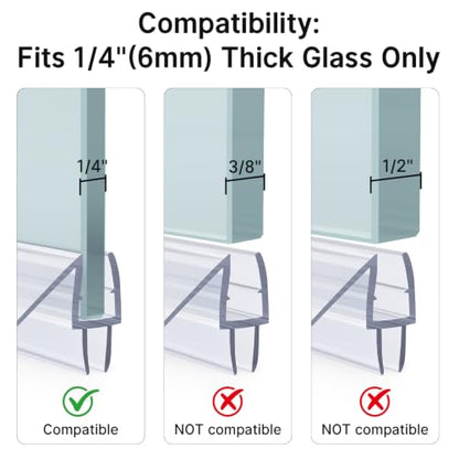 AmazerBath 3-Pack 15.75" Shower Door Bottom Seal Strip for 1/4"(6mm) Glass - style: Bottom Seal 1/4