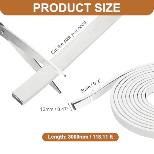 Smoke Fire Seal Strip 9.8Ft 12mm/0.47" Wx 5mm/0.2" T White - color: White, size: 9.8FT x 12mm / 0.47" W x 5mm / 0.2" T