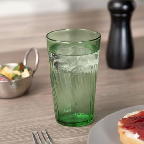 TrueCraftware- 10 oz. Belize Tumbler/Drinking Cups Green Polycarbonate Set of 12-Premium Iced Tea Glasses Stackable Reusable Drinking Glasses Dishwasher Safe Break-Resistant for Home Restaurants - color: Green, size: 10 oz