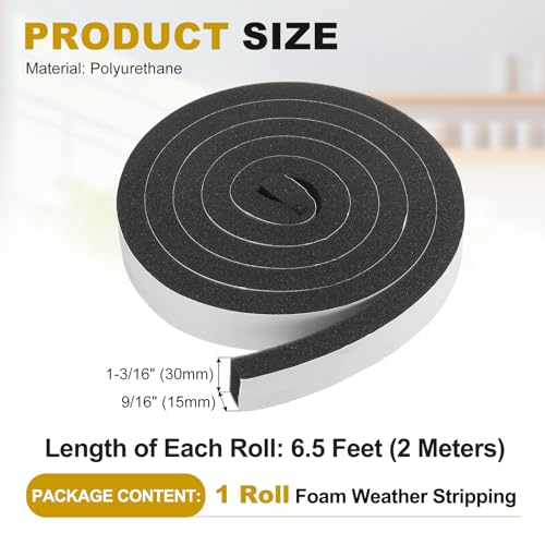 uxcell Weather Stripping Door Seal, 1-3/16" x 9/16" (1 Roll, 6.5Ft) - size: 1-3/16" x 9/16" (6.5 Ft)