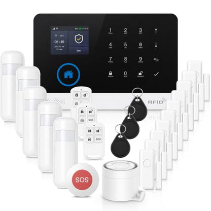 Wireless Home Alarm System, 24 Pcs, WiFi+GSM/4G, No Monthly Fees