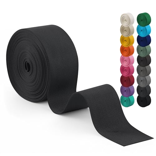 Polyester Webbing Strap 17+Colors – 1"&1.5"&2" – 10 Yards Heavy Duty Webbing Roll, Flat Webbing Strap for Indoor&Outdoor Gear, DIY Crafting, Repairing - color: Dark gray, size: 1.5"-10yards