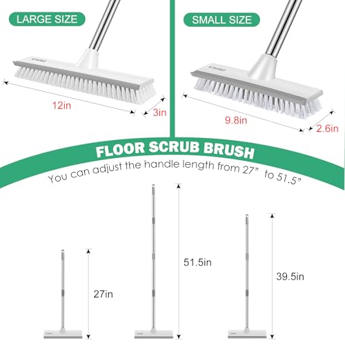 SetSail 12-in Wide Floor Scrub Brush with Long Adjustable Handle Brush - color: Grey White, size: 12in (Floor Brush)