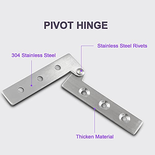 4Pcs 2.5 Inch 360 Degree Rotatable Door Pivot Hinges, Stainless Steel Hinge Door Pivot Hinge with Screws, for Windows Door Cabinet Cupboard - size: 2.5Inch