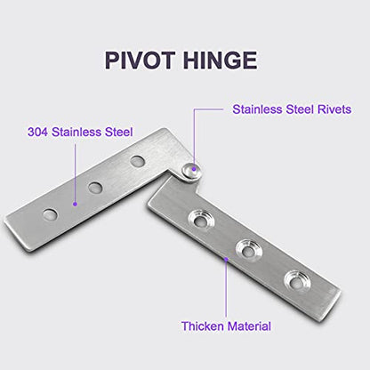 4Pcs 2.5 Inch 360 Degree Rotatable Door Pivot Hinges, Stainless Steel Hinge Door Pivot Hinge with Screws, for Windows Door Cabinet Cupboard - size: 2.5Inch