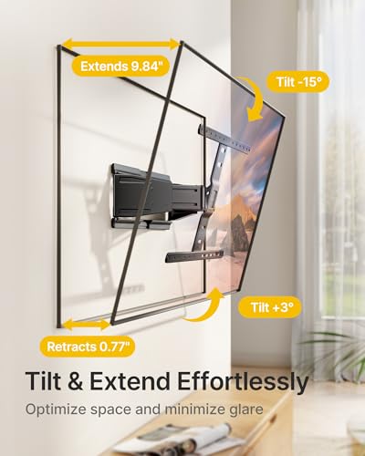 monTEK 0.77" Ultra Slim Full Motion TV Wall Mount for 43-90 Inch TVs - size: 43-90 Inch