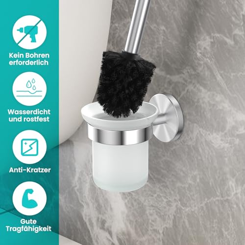 Dailyart Toilet Brush and Holder Set No Drilling Wall Mounting, 2 Pack