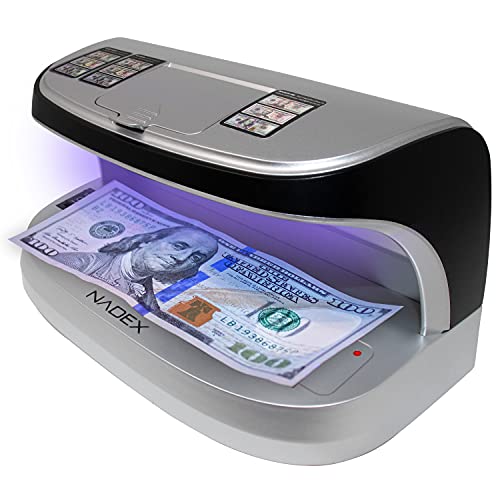 Nadex V27 Desktop UV Counterfeit Detector with Micro Print Magnifier - Verifies Bank Notes, Checks, Passports, Credit Cards - Ultraviolet/Magnetic/Infrared Sensor for Fake Detection