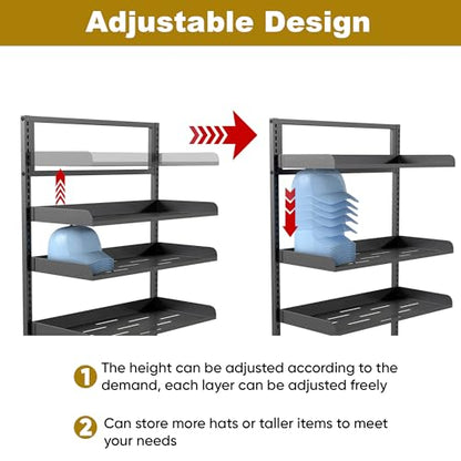 6 Tier Large Hat Rack Stand, Freestanding Adjustable Hat Display Stand