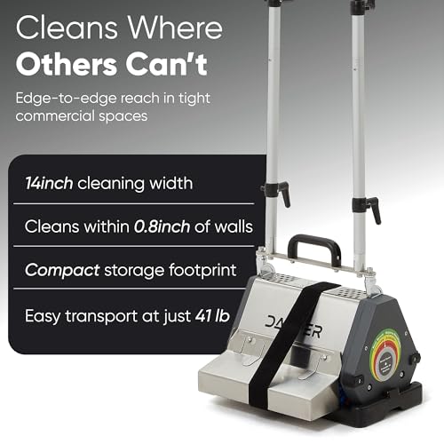 14" Counter-Rotating Brush (CRB) Carpet & Hard Floor Cleaning Machine – 450 RPM, Quiet 53 dBA, Compact 41 lb Commercial Scrubber – Ideal for Offices, Hotels & Small Spaces - size: 14"