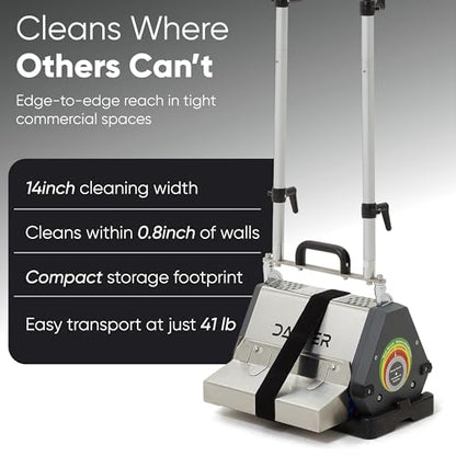 14" Counter-Rotating Brush (CRB) Carpet & Hard Floor Cleaning Machine – 450 RPM, Quiet 53 dBA, Compact 41 lb Commercial Scrubber – Ideal for Offices, Hotels & Small Spaces - size: 14"