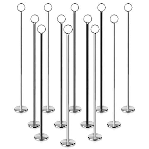 New Star Foodservice Ring-Clip Table Number Holder / Place Card Stand, 18 Inch, Silver, Set of 12