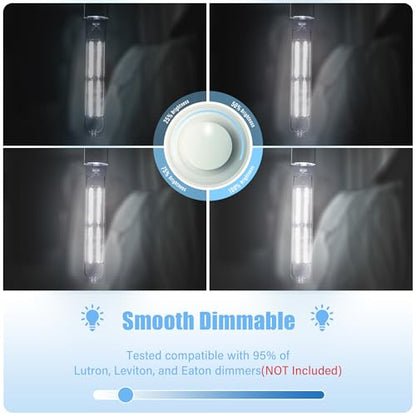 8.9IN LED Light Bulbs E26 Base, 6W 800LM 5000K Daylight White T10 T9 Vintage Edison Bulbs Dimmable, AC 120V Equal 80 Watt Clear Glass Long Tubular Filament Bulb, ETL Certified - 4Pack - size: 9 Inch 6W (4 Count)
