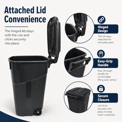 32 Gallon Outdoor Trash Can with Wheels, Heavy Duty Garbage Bin for Patio - size: 32 Gallon